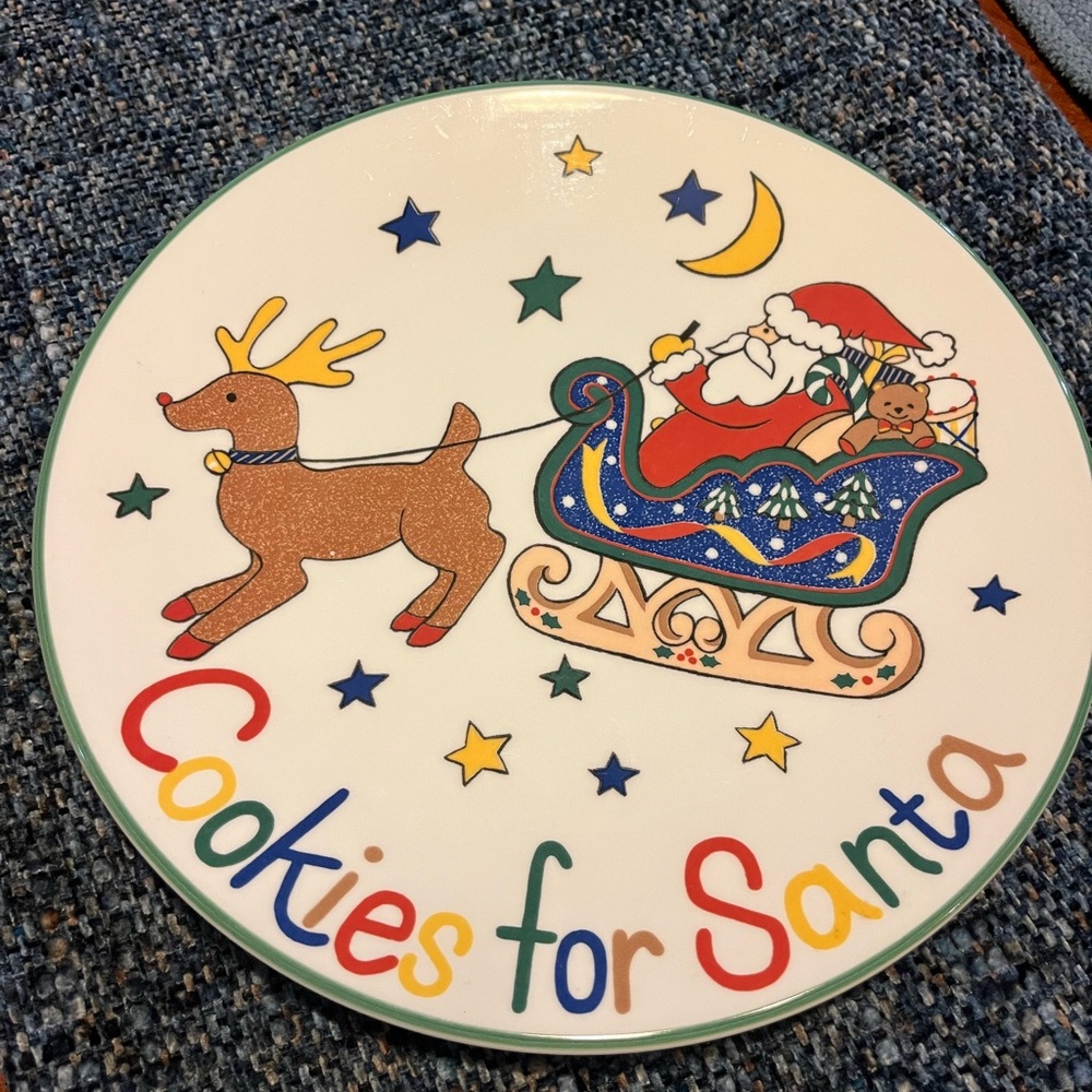 MIKASA Vintage 11" Christmas Plate Platter “Cookies for Santa” Reindeer FX056